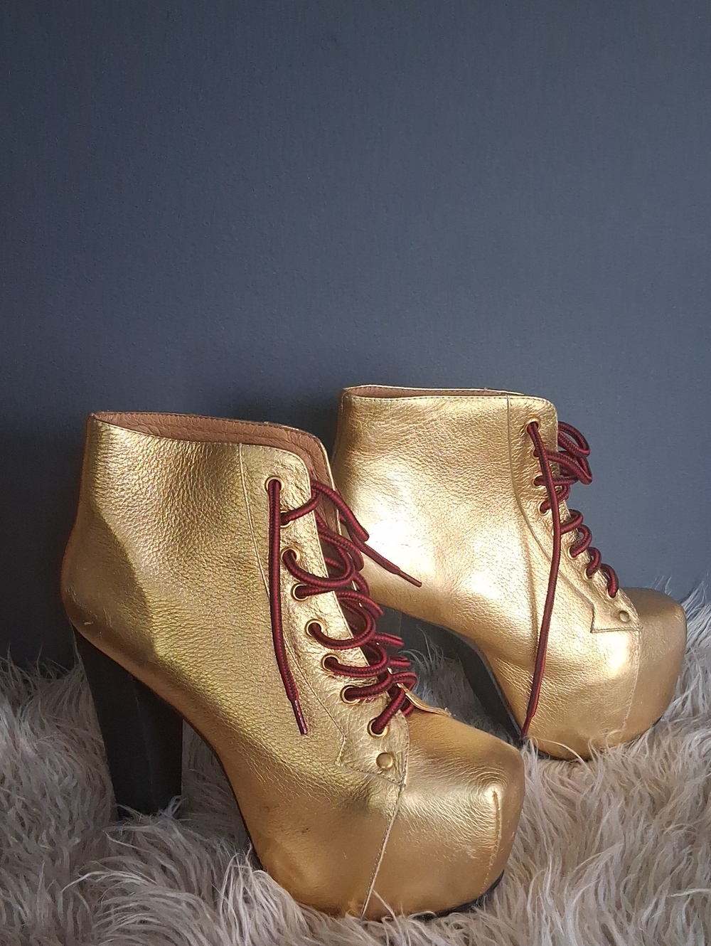 Havana Last Jeffrey Campbell Gold Chunky Platforms
